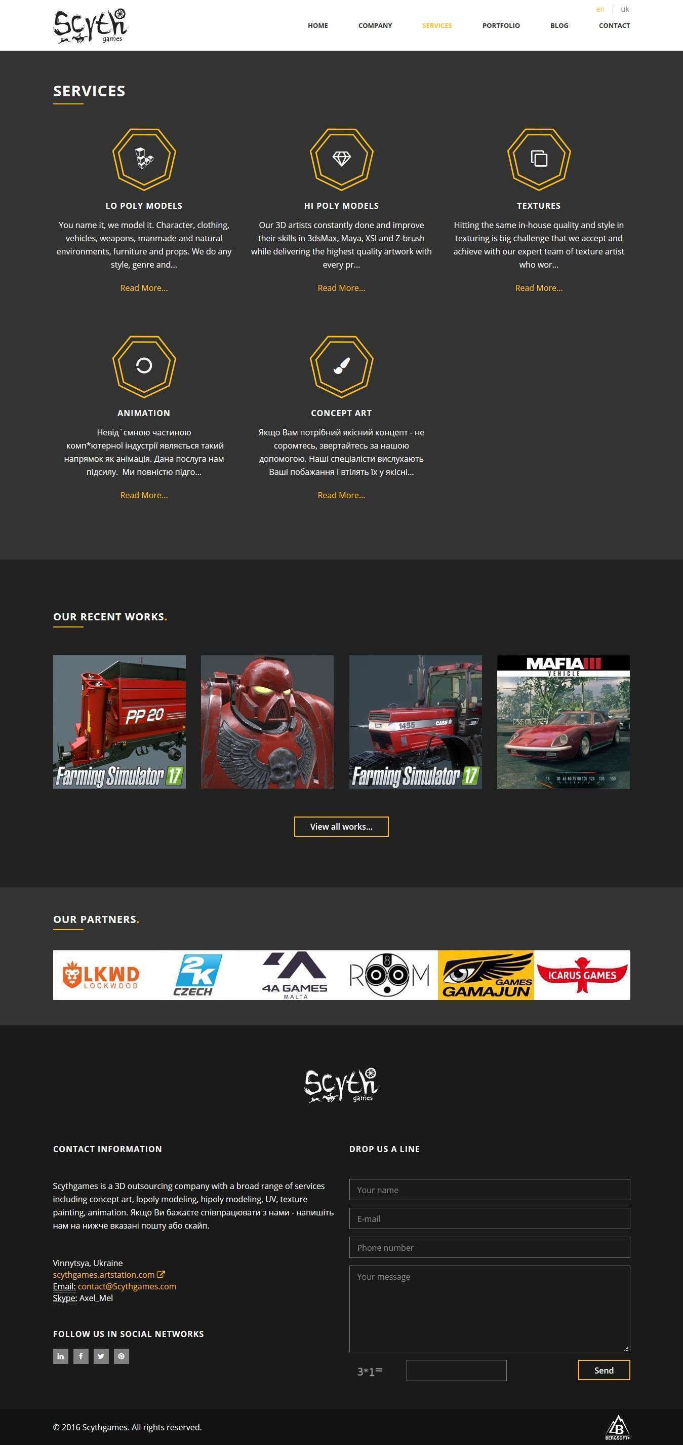 Build a business website for company Scythgames